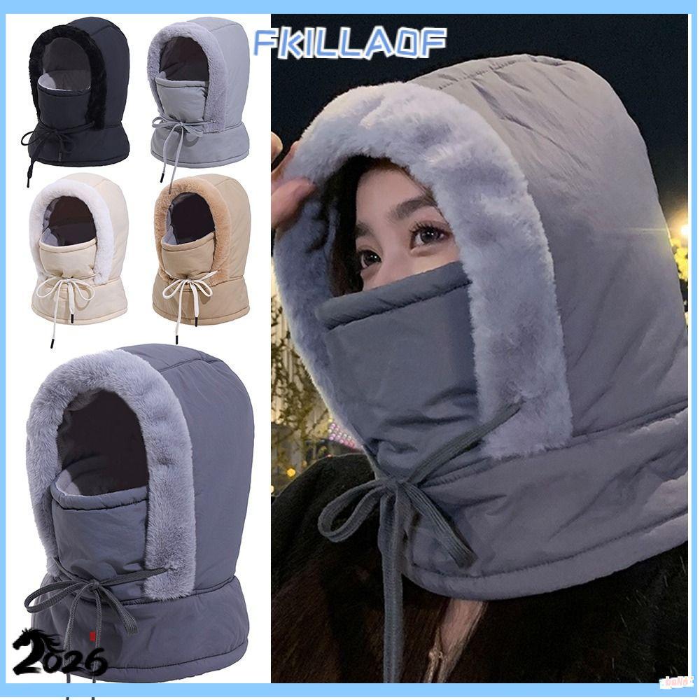 FKILLA0FCR Balaclava Ski , Windproof 4-in-1 หมวกฤดูหนาว, คออุ่นกันฝุ่นลงผ้าฝ้าย Warm Beanies หมวก