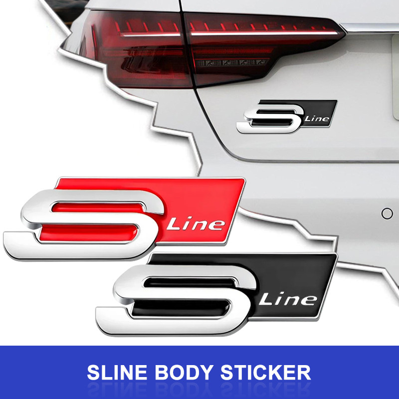 1PC ด้านข้าง Fender ป้ายสัญลักษณ์ด้านหลัง Boot สติกเกอร์สําหรับ Audi Sline S line A3 A4 / A4L A5 A6 