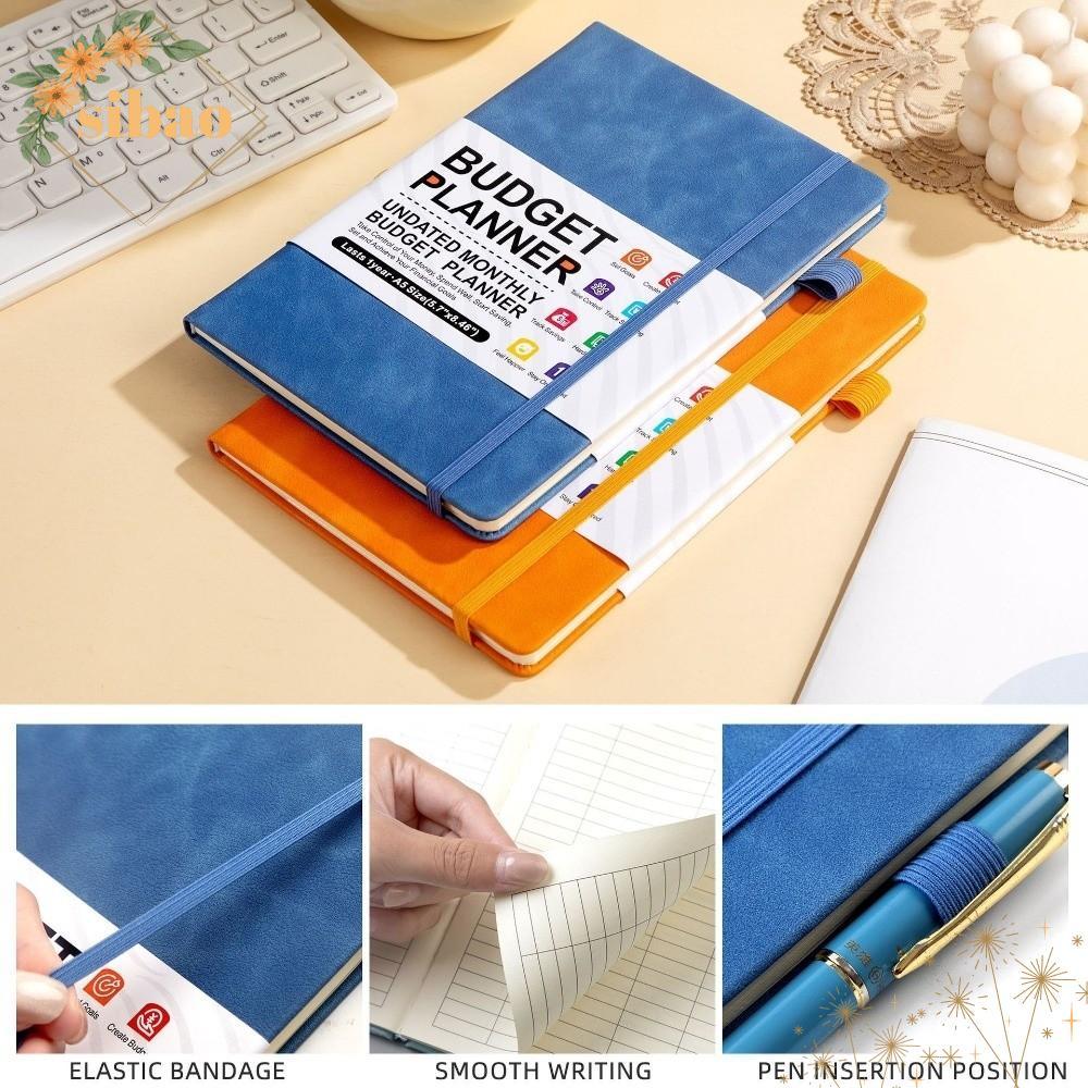 SIBAO Schedule Books, แบบพกพา A5 เงินสด Budget Planner Notebook, English Notepad Budget Book Multifu