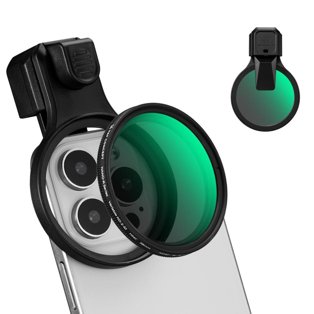 K&F 58mm VND Filter Kit ND2-32 เลนส์แบบกดสําหรับ iPhone17/16/15/14/13/12, Multi-Coated...