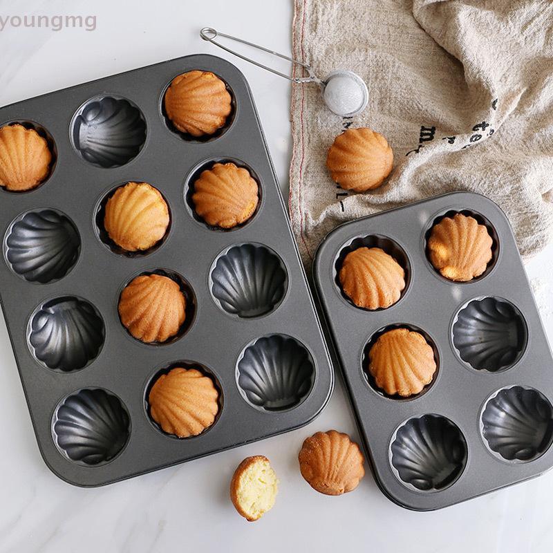 [YG] 6/12 ช่อง Madeleine แม่พิมพ์เกรดอาหารเหล็กคาร์บอนเค้กถาดอบ Mould Bakeware เครื่องมือเครื่องครัวอุปกรณ์เสริมเครื่องมือ TH