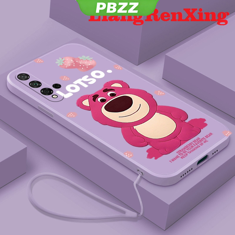 PBZZ เคสโทรศัพท์ เคส huawei nova 5t huawei nova5 t เคสซิลิโคนนิ่ม ลายหมีสตรอเบอร์รี่ กันกระแทก สําหร