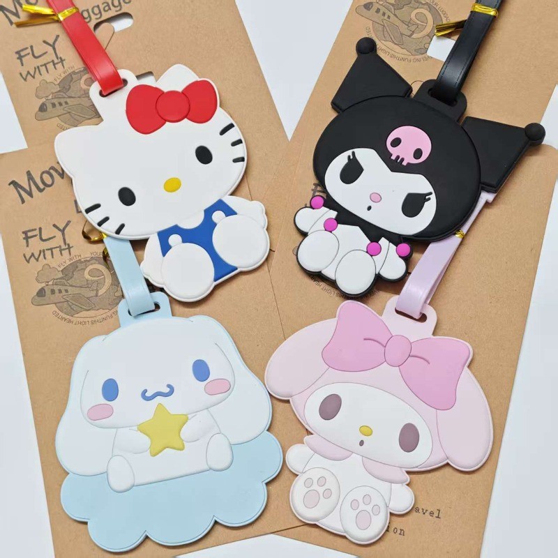 แท็กกระเป๋าเดินทาง Sanrio Melody Kuromi Cinnamon Dog ที่ฝากกระเป๋าแท็กชื่อการ์ตูนระบุน่ารัก