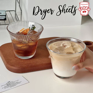 แก้วกระจกรูปทรงกรวย 2 แบบ (ลายริ้ว/ใส) 260ml | แก้วกาแฟเย็น อเมริกาโน่ วิสกี้ | สไตล์อินสตา ปลอดสารตะกั่ว