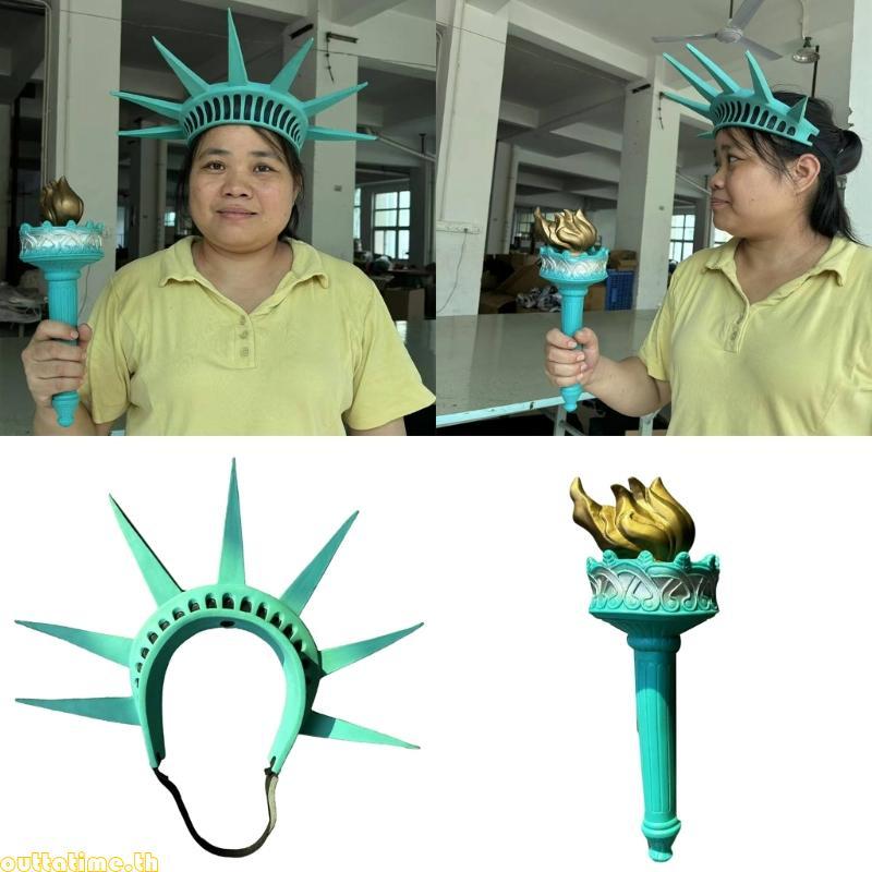 Statue of Liberty Crown Torch Props Costume Accessories Women Halloween Costume