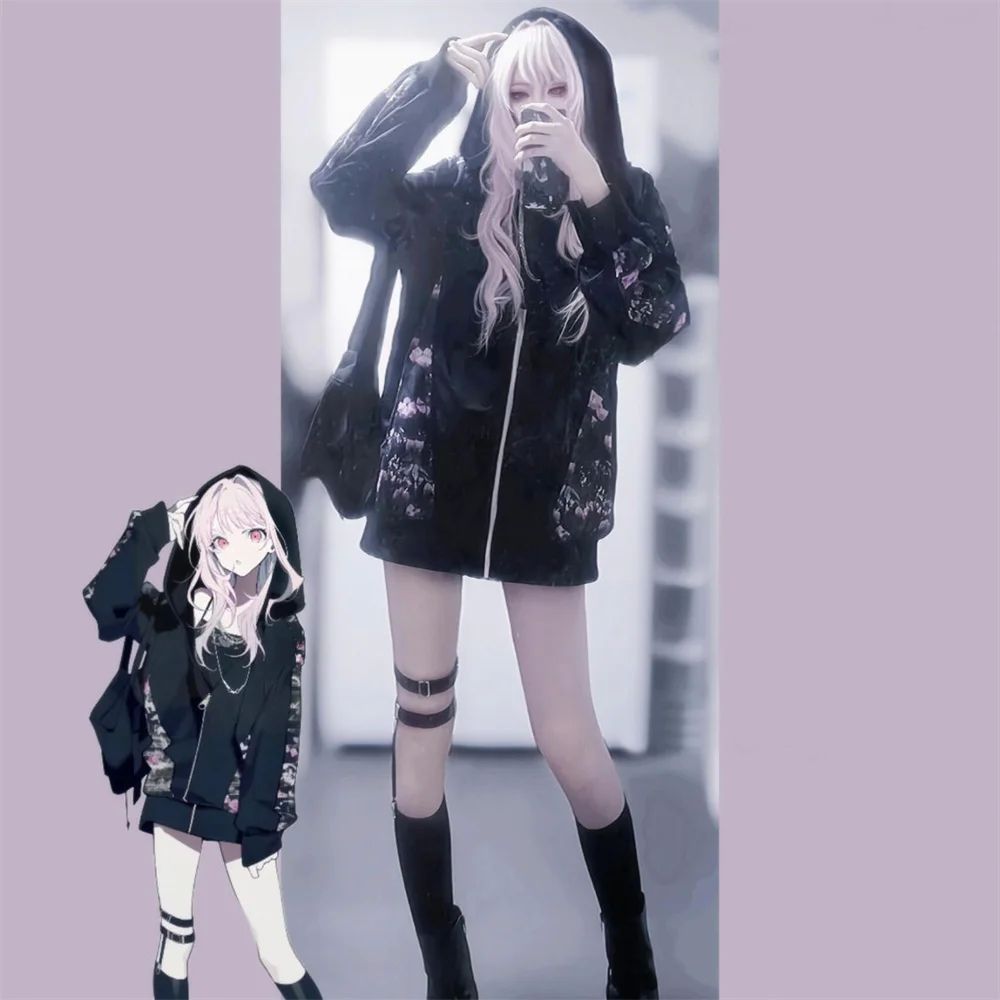 เกม PJSK Akiyama Mizuki คอสเพลย์ผู้ใหญ่ Unisex Top Hoodies ซิปเสื้อลําลองแจ็คเก็ตชุดฮาโลวีน