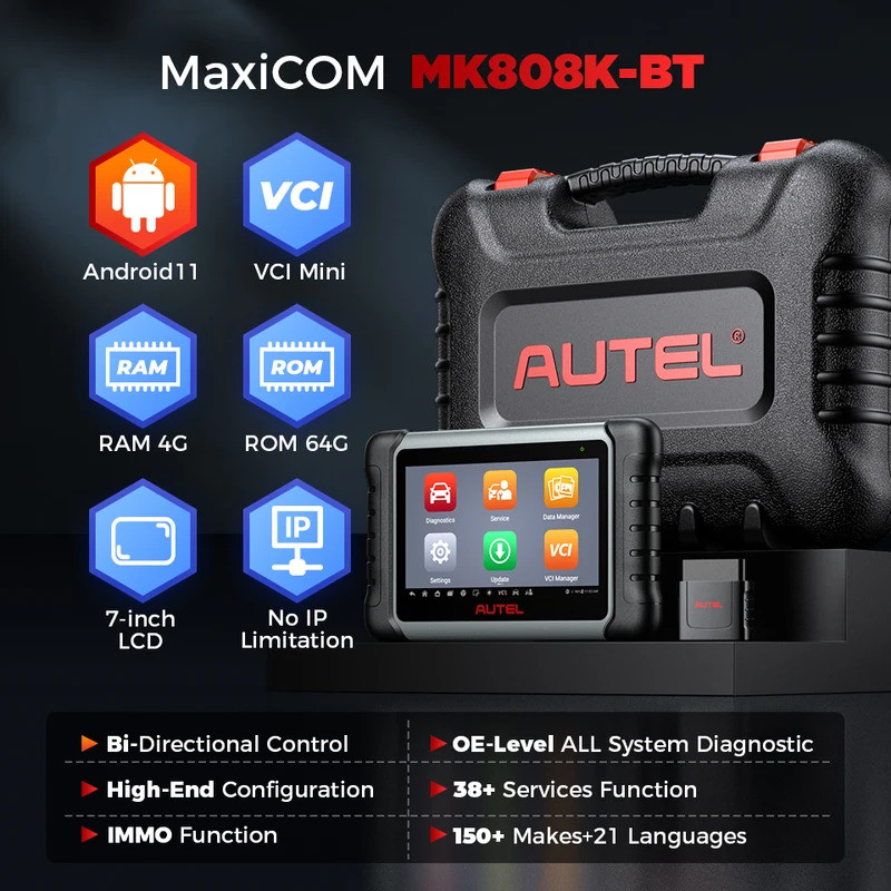 Autel MK808KBT Pro MK808K-BT เครื่องมือวินิจฉัย Bi-directional OBD2 เครื่องสแกนเนอร์รหัส Reader การว
