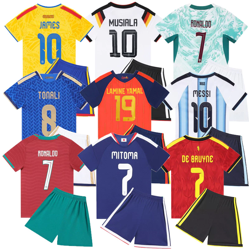 Kids Football Jersey Set ชุดฟุตบอลโลก 2026/27 เสื้อกับกางเกงขาสั้น สำหรับเด็ก