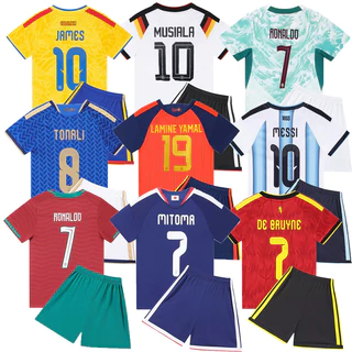 Kids Football Jersey Set ชุดฟุตบอลโลก 2026/27 เสื้อกับกางเกงขาสั้น สำหรับเด็ก