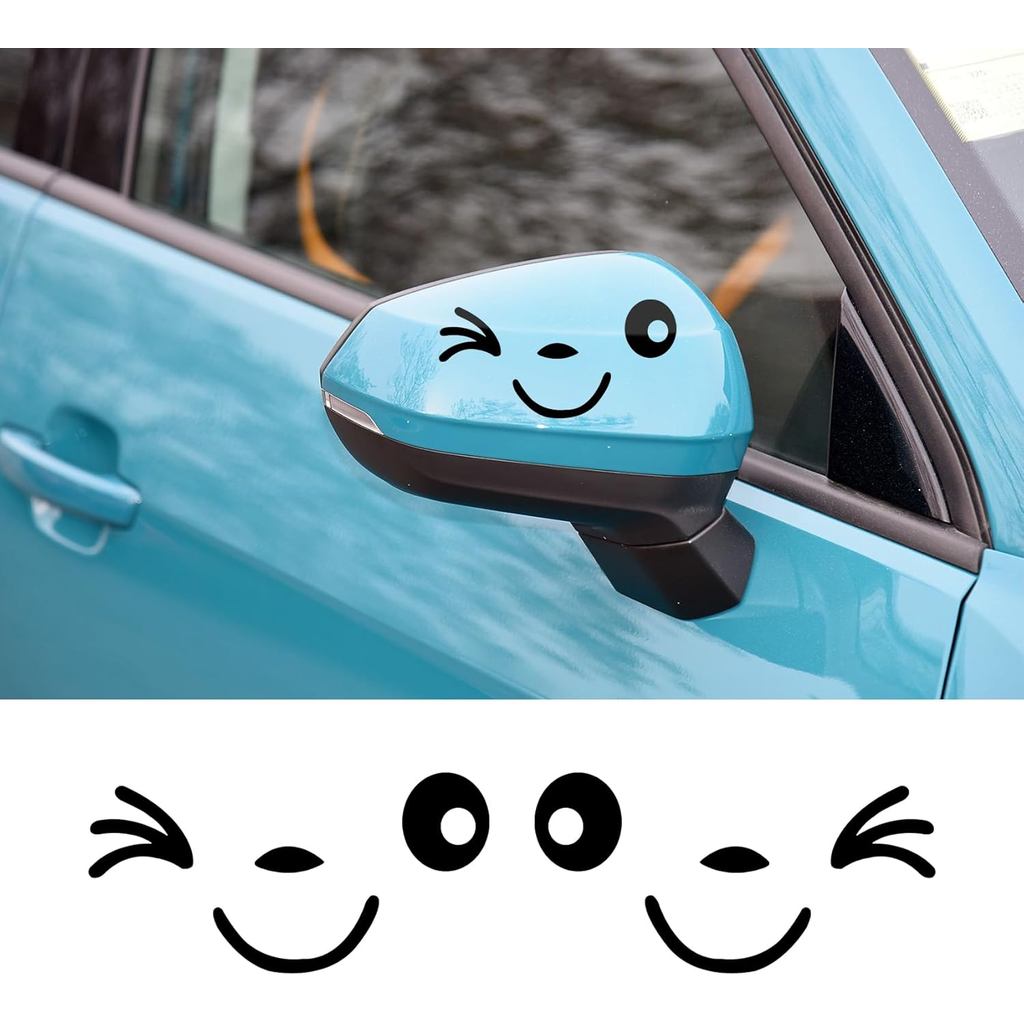 1 คู่น่ารัก Smile Face 3D Decal สติกเกอร์สําหรับกระจกมองข้างอัตโนมัติ L + R, กระจกมองหลังสติกเกอร์, 