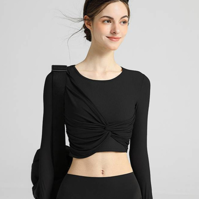 Autumn Yoga Clothes Women's Long Sleeve Nude Feel Training Wear Top with Chest Pad Slimming Pilates 