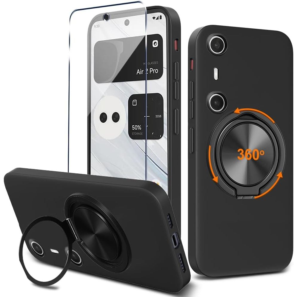 เข้ากันได้กับเคสโทรศัพท์ Xreal Beam Pro พร้อมตัวป้องกันหน้าจอกระจก 360° ที่วางแหวนหมุนได้ Kickstand 