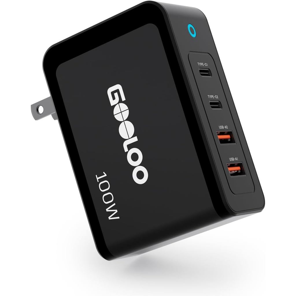 GOLOOO 100W USB C Charger Block, 4-Port พับขนาดกะทัดรัด Fast Wall Charger สําหรับ MacBook Pro/Air/iP