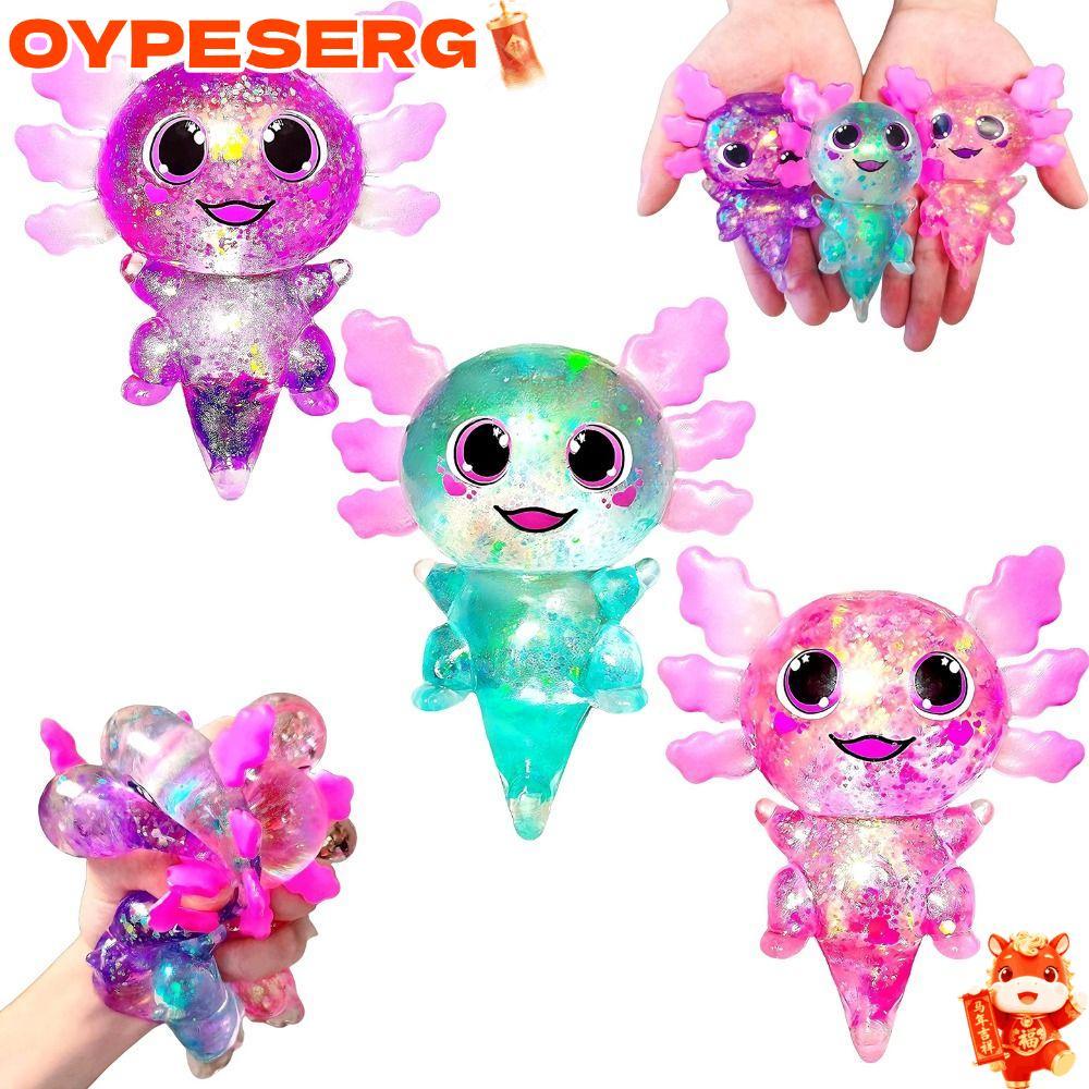 OYPESERG Squishy Stress Glitter, Glitter Sugar Filled Axolotl Squishy ของเล่น, Soothing Texture รูปร