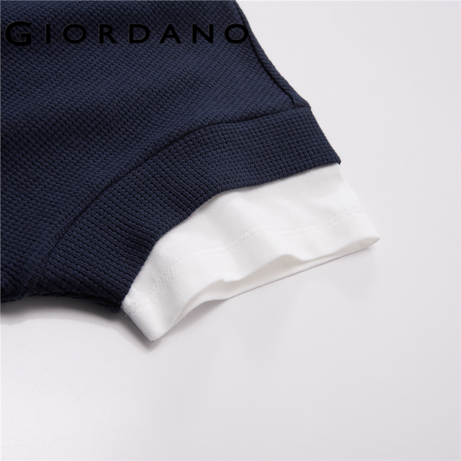 GIORDANO تيشيرت نسائي وافل بطبقتين وهمية — صورة 6