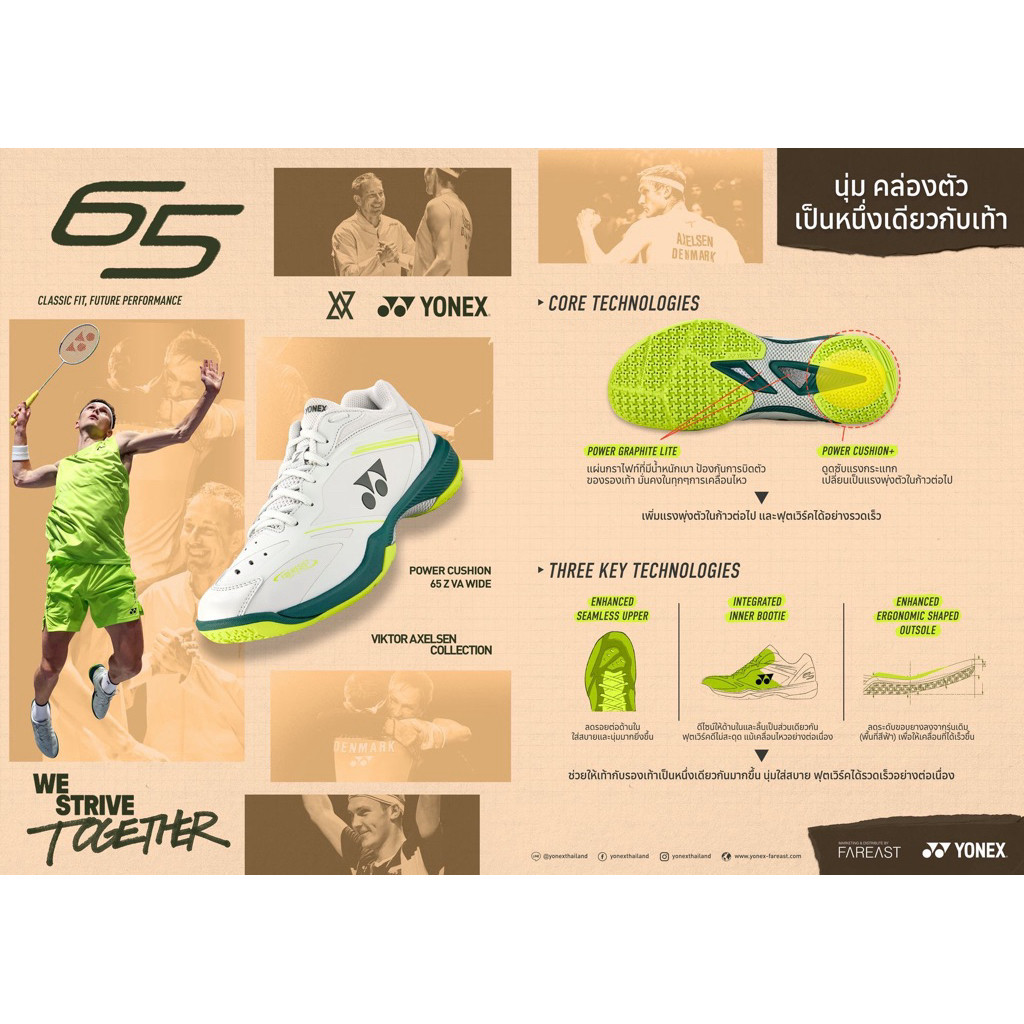 รองเท้าแบดมินตัน ยอดฮิต YONEX 65Z4 VA รุ่นปี 2026 - ใหม่ล่าสุด ของศูนย์ไทยแท้