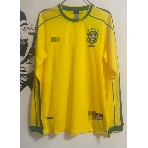 1998 Retro Brazil Home Vintage Jersey Home แขนยาว Retro Soccer Jersey Football-XH