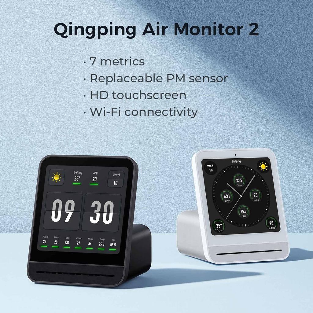 Qingping Air Quality Monitor Gen 2, Air Quality Monitor Indoor Detects PM2.5, CO2, PM10, Noise, อุณห