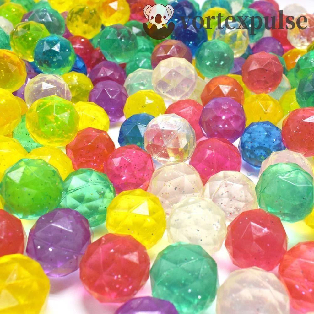 VORTEXPULSE 6 ชิ้นยาง Bouncy Ball, Rainbow สีเพชรใส Bouncy Ball, ตลกสุ่ม Bouncy ของเล่นขนาดใหญ่เด็กข