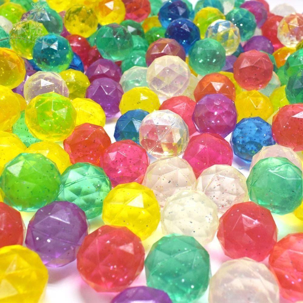 KOWEN 6 ชิ้นยาง Bouncy Ball, Clear Rainbow สีเพชร Bouncy Ball, ตลกขนาดใหญ่ Bouncy ของเล่นสุ่มหญิง