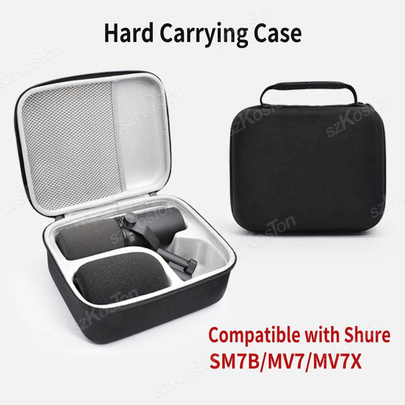 กระเป๋าถือแบบแข็งเข้ากันได้กับ Shure SM7B/MV7/SM7dB/MV7+/MV7X Vocal Dynamic ไมโครโฟนอุปกรณ์เสริม