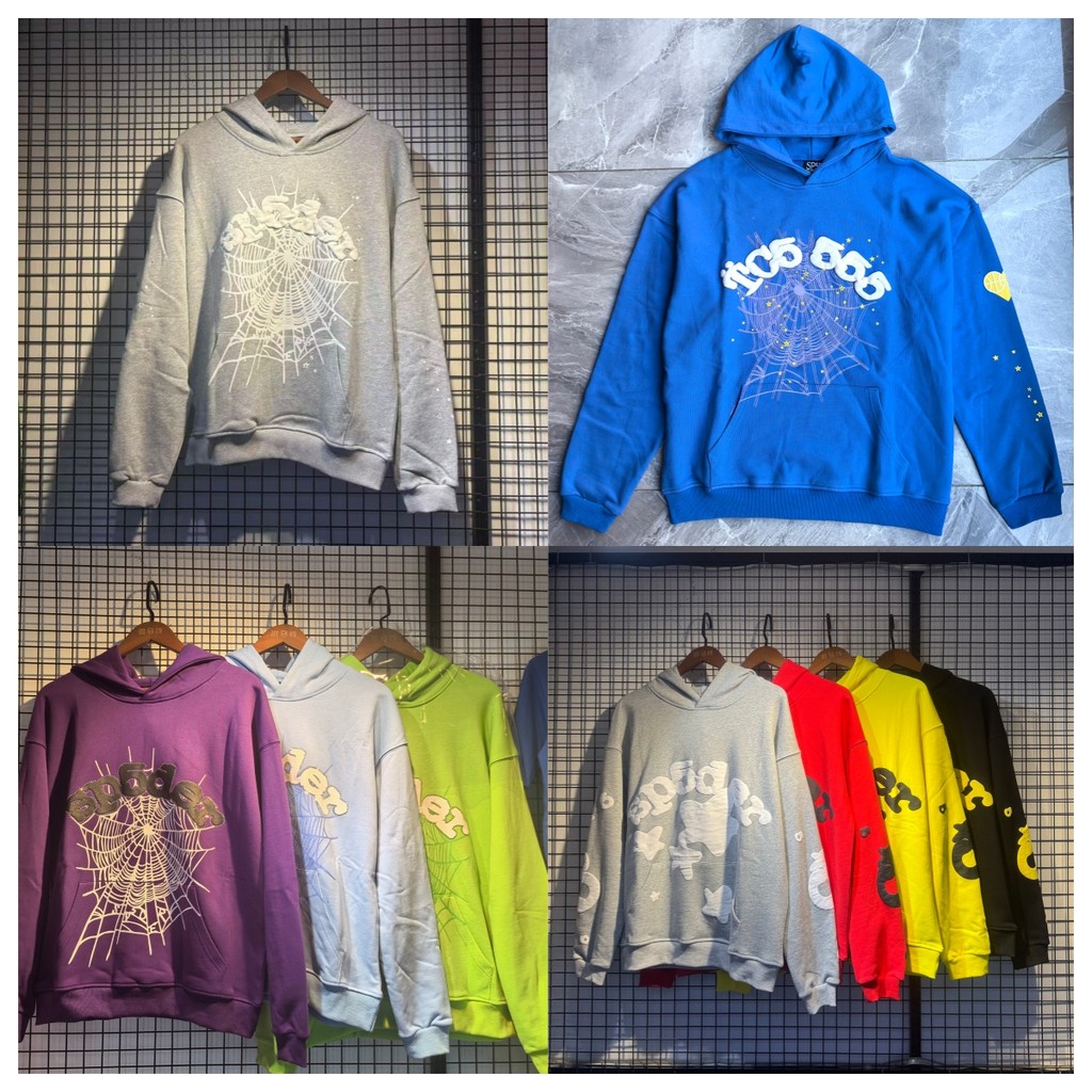 Sp5der เสื้อกันหนาวและกางเกงสเวตเตอร์สำหรับผู้ชายและผู้หญิงในสไตล์สมัยใหม่ ออกแบบมาอย่างหลวมๆ สบายตั