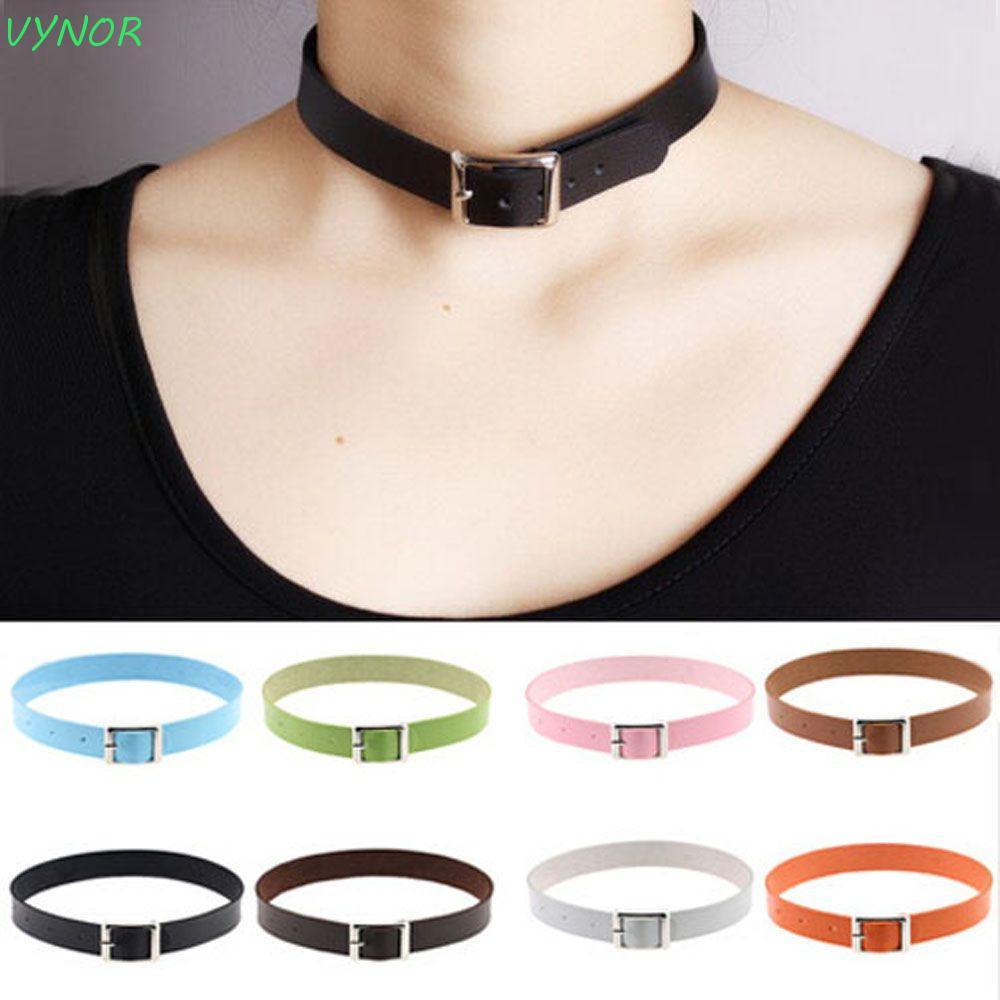 QSTAR Jewelry Fine Harajuku Punk PU Leather Neck Jewelry Belt Collar Fashion Accessories