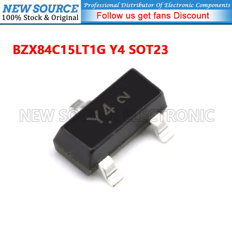 [20-100 ชิ้น] BZX84C15LT1G Y4 SOT23 SMD Zener ไดโอดตัวควบคุมแหล่งใหม่