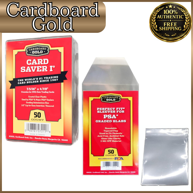Cardboard Gold Card Saver 1 Semi-Rigid Card Holder — 50pcs Sleeves Included — PSA/BGS Grading Submis