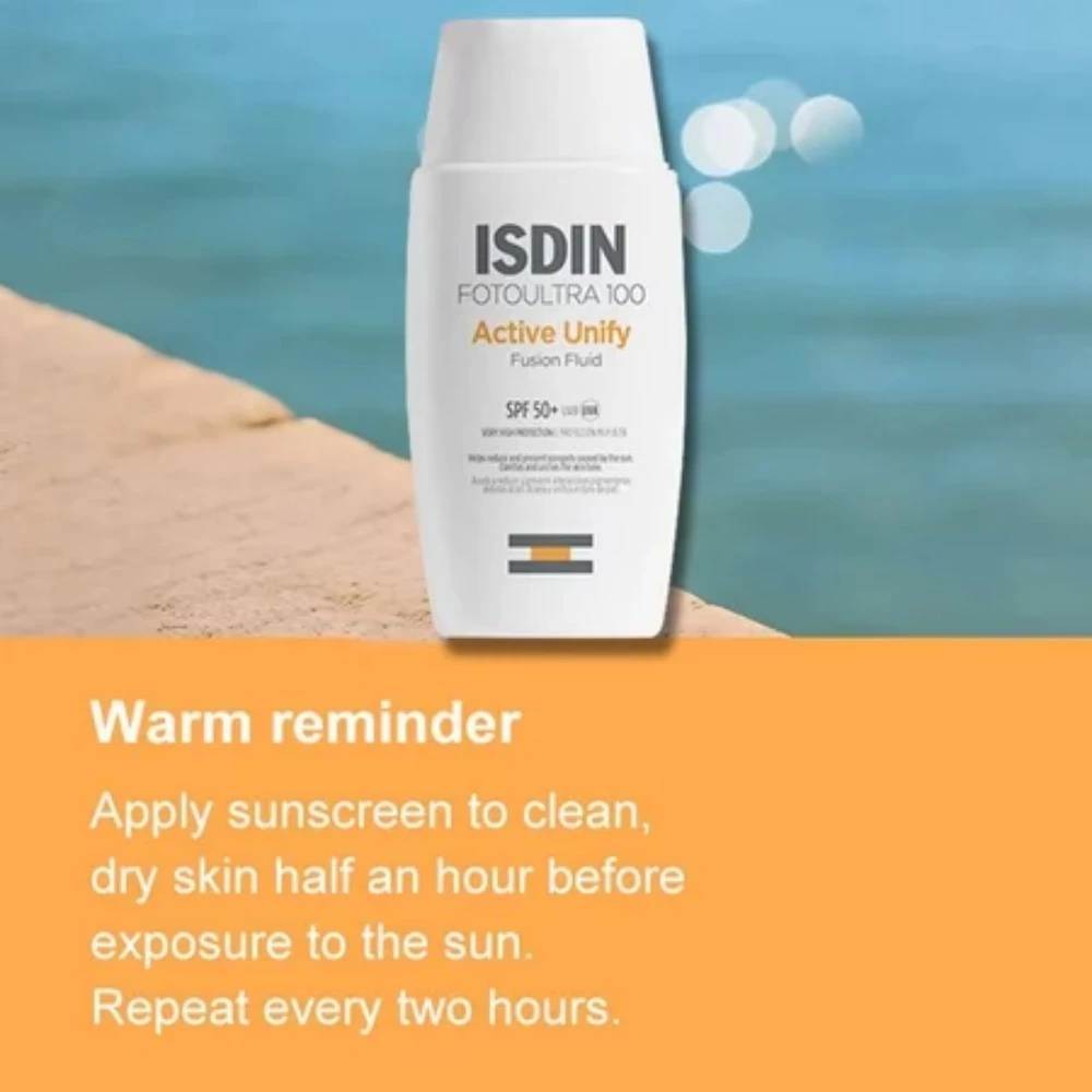ISDIN  Fluid SPF 50+ Sunscreen Cream 50ml White Label UV Protection Sunblock