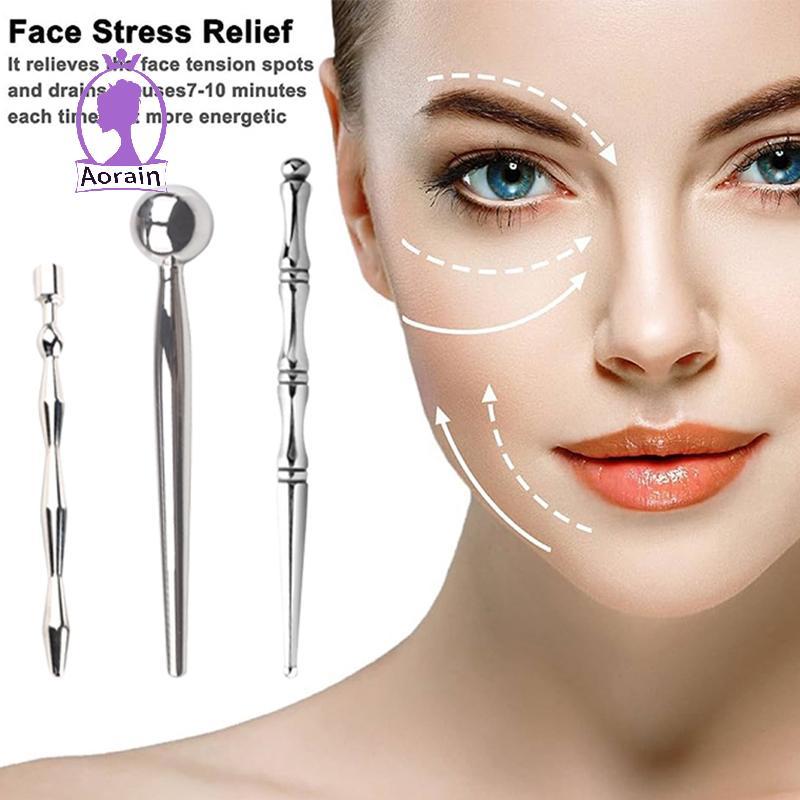 # ANTH # Face Care Tool Point Probe Pen Massage For Face Facial Reflexology Massage Tool ปากกาฝังเข็