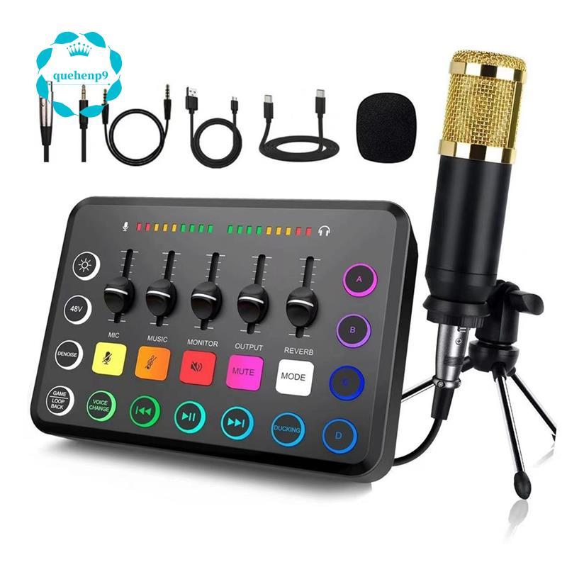 [Fast Q9]สําหรับชุดสตรีมมิ่ง F11 การ์ดเสียงสด 48v มิกเซอร์ 5 ช่อง Studio Audio Mixer