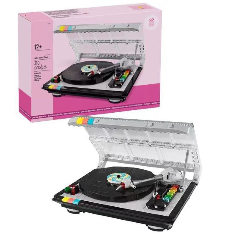 เข้ากันได้กับเลโก้คลาสสิกวันหยุดย้อนยุคบันทึกเครื่องเล่นแผ่นเสียง40699ชายหญิงเด็กประกอบอาคารบล็อกของ