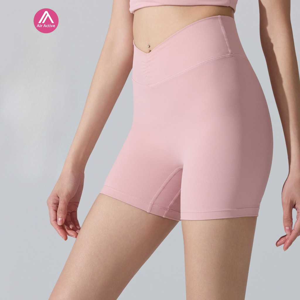 AirActive กางเกงขาสั้นออกกำลังกายแบบเอวสูง สำหรับโยคะ วิ่ง และนักปั่นจักรยาน .material ระบายเหงื่อได้ดี ออกแบบมาเพื่อยกก้นและทำให้หน้าท้องแบนราบ