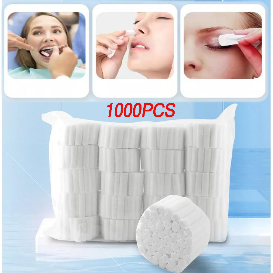 1000pcs Dental Medical Cotton Rolls Surgical Cotton Rolls Tooth Gem Cotton Roll Teeth Whitening Dent