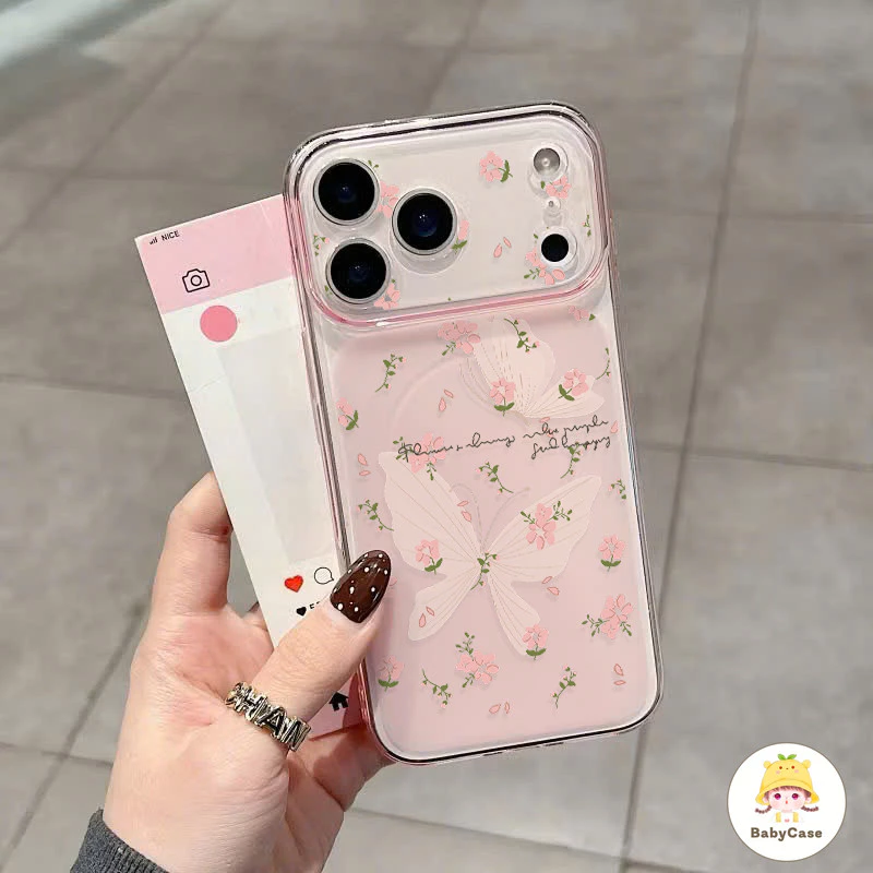 เคสไอโฟน17 เหมาะสำหรับ IPhone 16 17 15 14 13 12 11 Pro Max ผีเสื้อดอกไม้น่ารักวัสดุเหนือกว่าขั้นสูงเรียบง่ายกรณีโทรศัพ