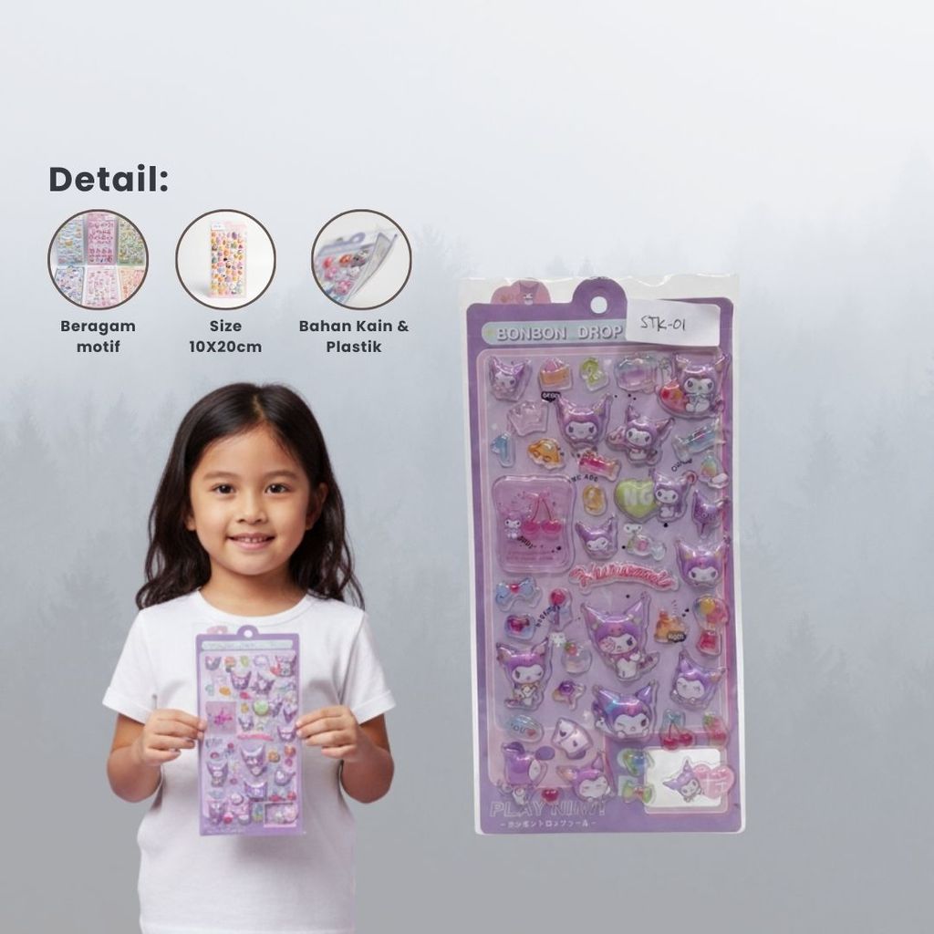 IBEU น่ารัก 3d นูนสติกเกอร์สาวของเล่น Kur0m1 Sanr10 Hell0 K1tty MyMel0d1 Capyb4r4 Viral