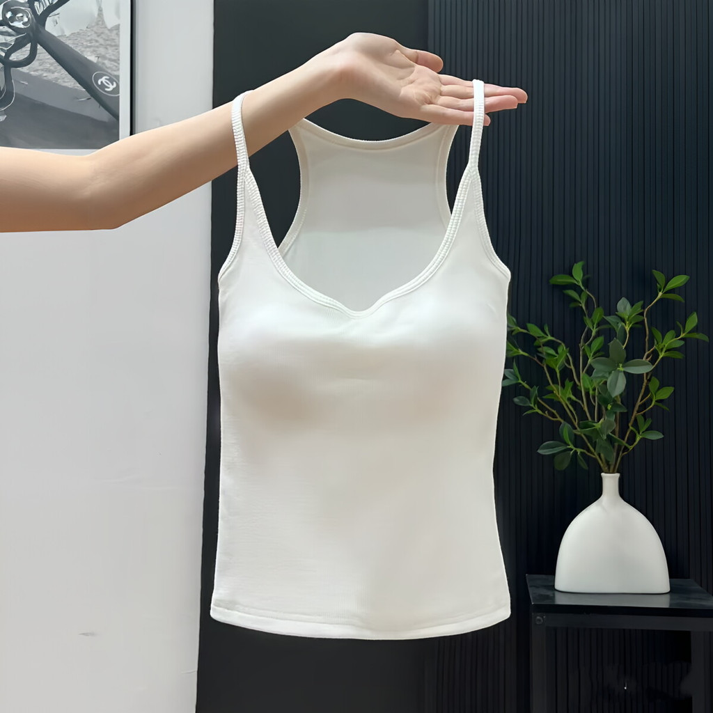 Camisole ผู้หญิง แบบไร้รอยต่อ สบายผิว พร้อมถ้วยนุ่ม ทำให้ดูเพรียวบาง