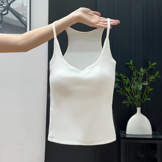 Camisole ผู้หญิง แบบไร้รอยต่อ สบายผิว พร้อมถ้วยนุ่ม ทำให้ดูเพรียวบาง