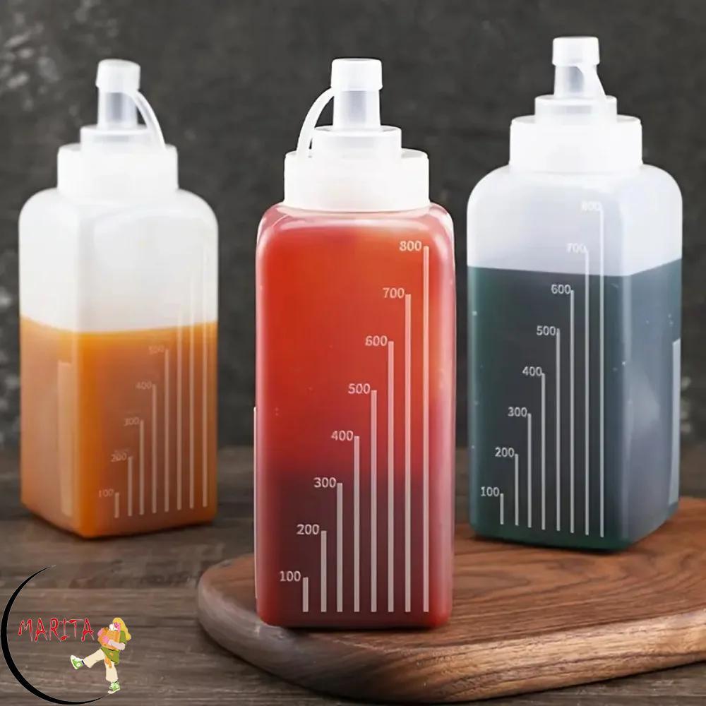 MARITA 800/1000ml ขวดบีบซอส, ขวดใส่เครื่องปรุงป้องกันการรั่ว PE, หม้อซอสมะเขือเทศขนมหวานกันฝุ่นความจ