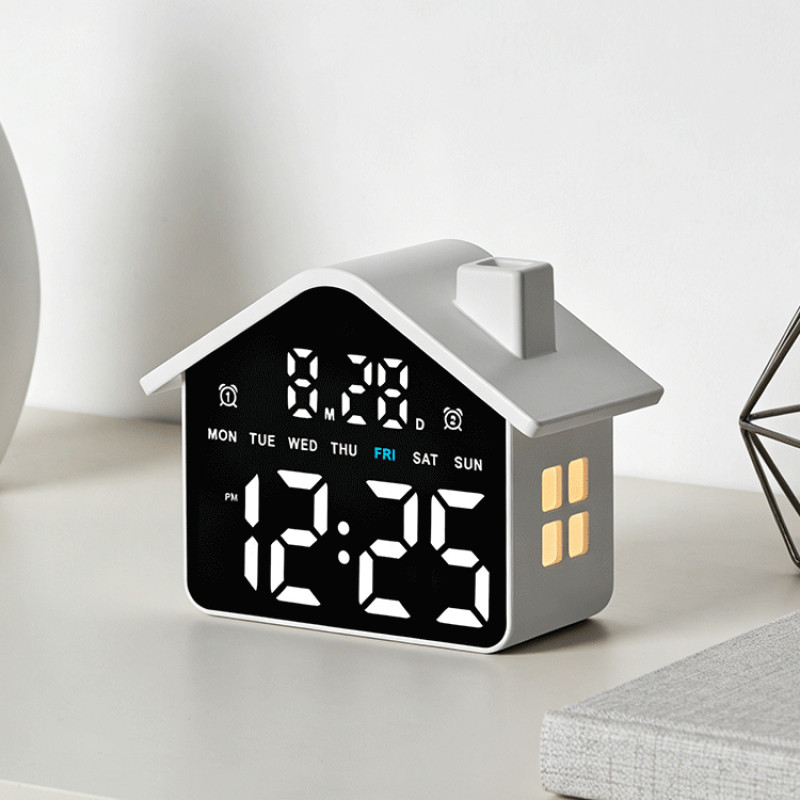 USB ไฟ LED นาฬิกาปลุกดิจิตอล TEMP วันที่สัปดาห์ Dual Alarm Timing นับถอยหลัง Snooze นาฬิกาตั้งโต๊ะอัตโนมัติหรี่แสงได้ 12/24H นาฬิกา