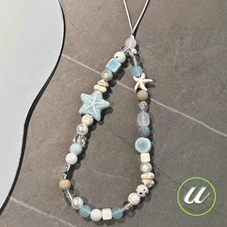 สายจี้โทรศัพท์ลูกปัด สีชมพู-ดำ หัวใจ ดอกไม้ น่ารัก ทันสมัย