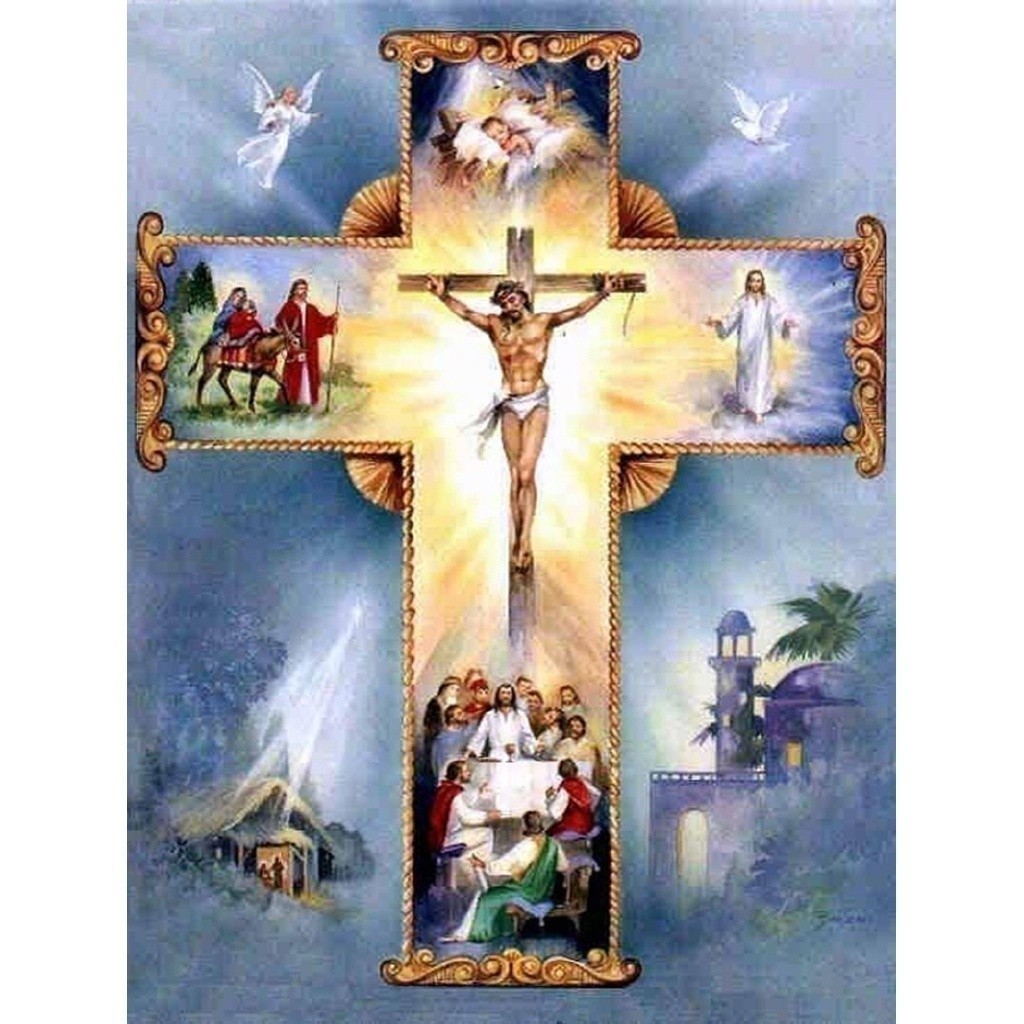 MOMO KZ1 Jesus religous mission cross Stitch ภาพวาด 5D เพชรเย็บปักถักร้อย Stitch Kitสามารถปรับแต่ง M