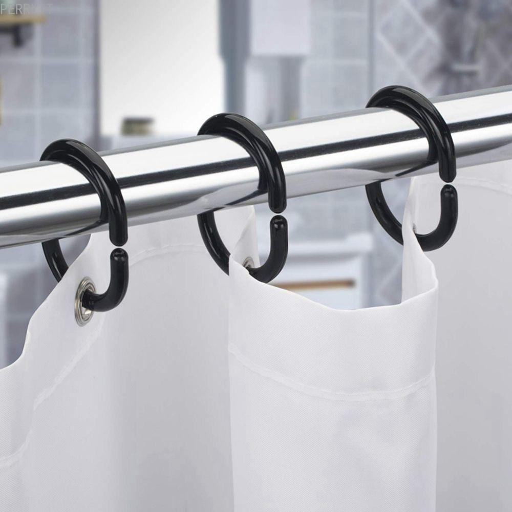PERRY Curtain Hook Bendable สีขาว/สีดําอุปกรณ์ห้องน้ําสําหรับห้องนั่งเล่นห้องน้ําแขวนคลิปห่วง