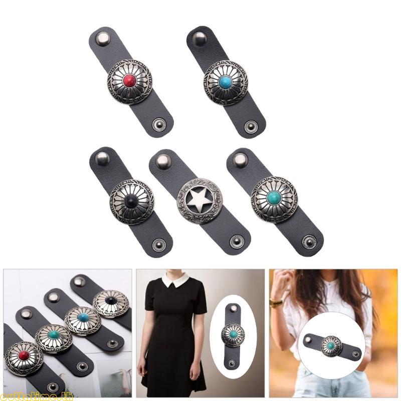 Time Vintage Faux Leather Scarf Buckle Western Styles Cowboy Square Scarf Clips