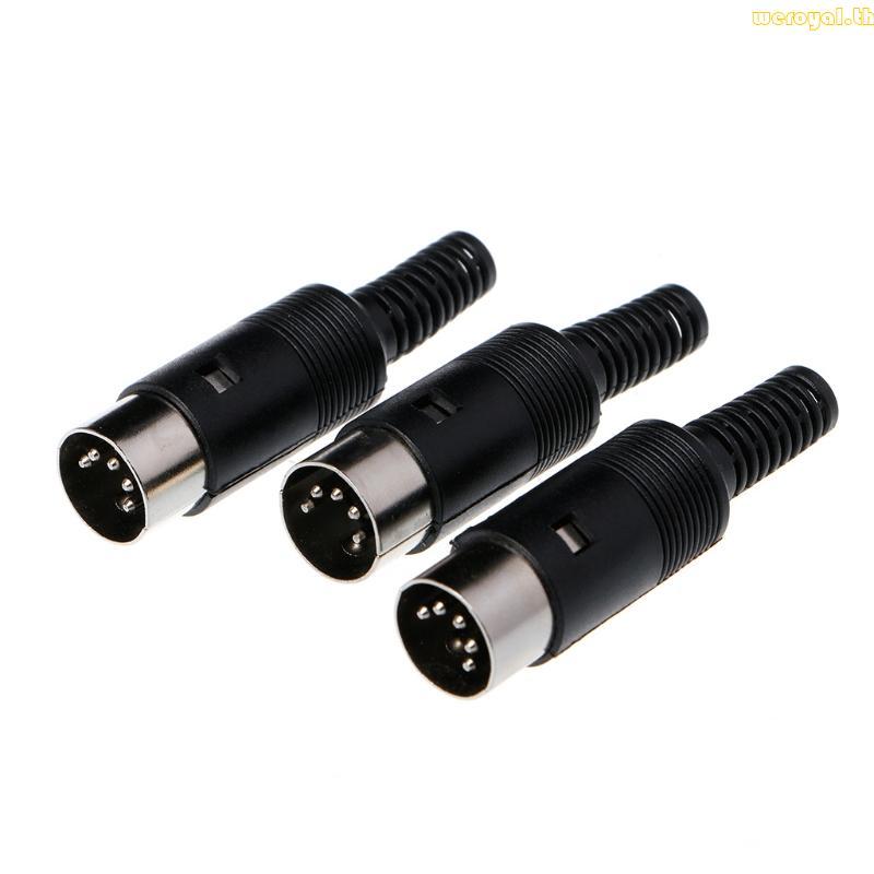 Weroyal 3 ชิ้น DIN Male Plug Cable Connector 5 Pin พร้อมที่จับพลาสติก