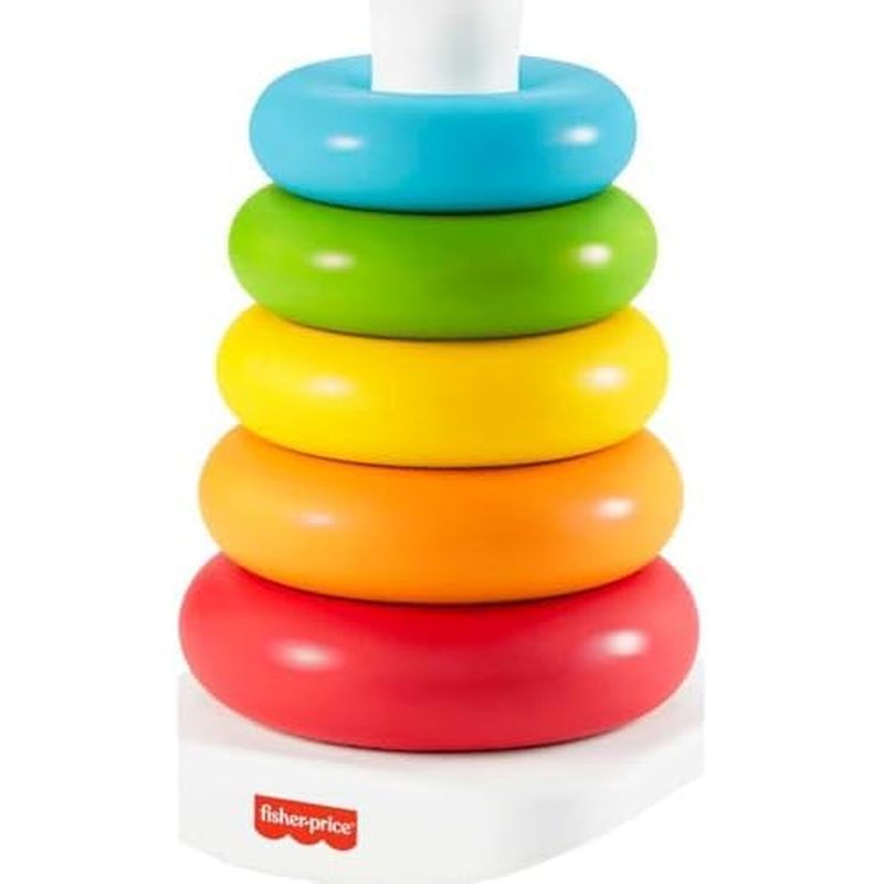 Fisher-Price Baby Stacking Toy Rock-A-Stack Rings with Roly-Poly Base สําหรับเด็กอายุ 6+ เดือน ทําจา