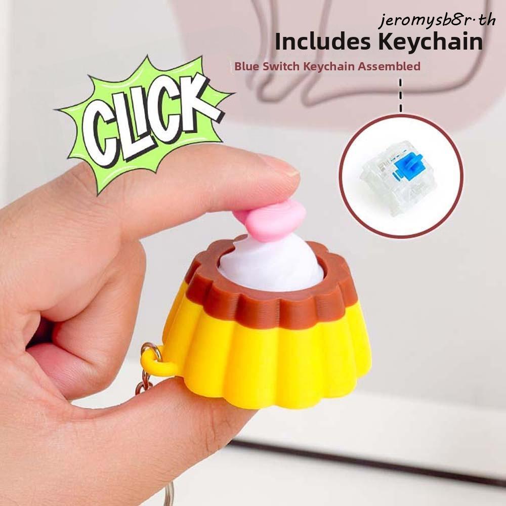 JEROMY Foods Clicker Key Chain, 3D พิมพ์การ์ตูนปุ่มเต่า Henhouse Key แหวน, กันน้ํา Cat Paw จี้ Love Heart จําลองเค้ก Sensory Clicker ของเล่นกระเป๋าเป้สะพายหลังจี้
