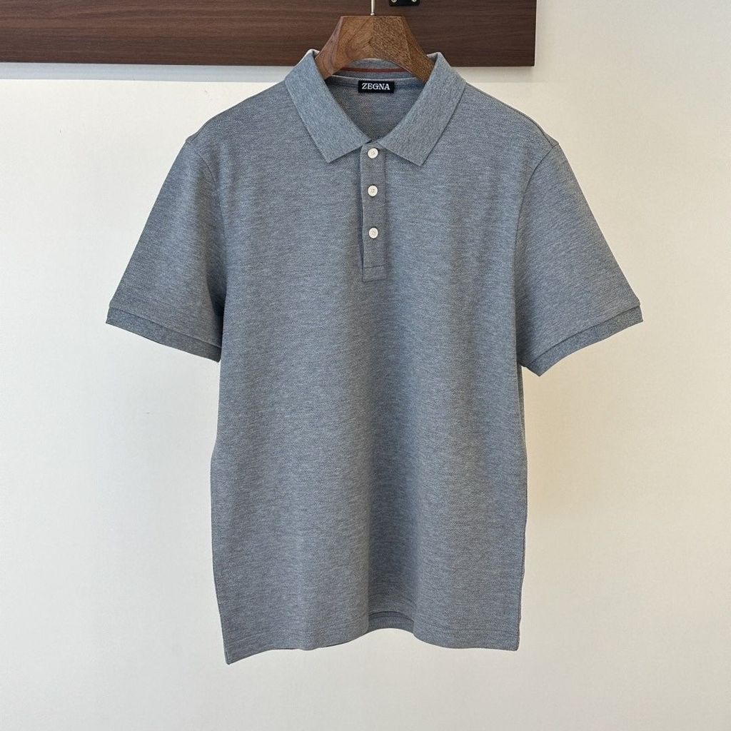 ZBCQ Zegna Polo New short-sleeved summer slim-fit knitted casual men's polo shirt T Solid color shir