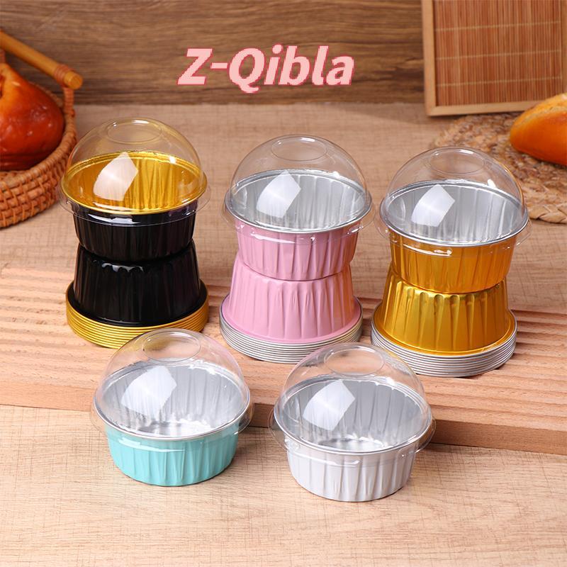 [Z-Qibla-t] 10 ชิ้น 125 มิลลิลิตร Ramekins พร้อมฝาปิดโดมอลูมิเนียมฟอยล์ถ้วยอบ Cupcake มัฟฟิน Liners 